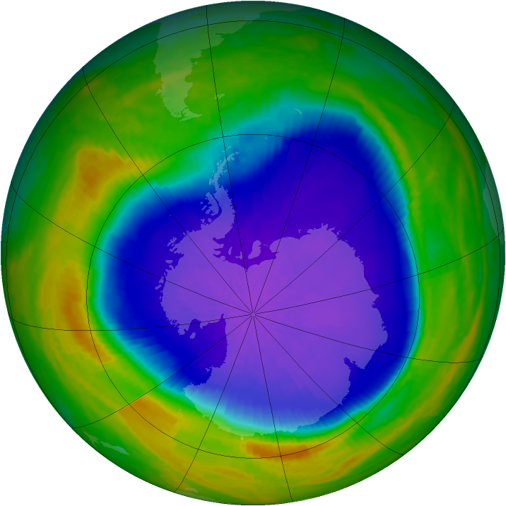 Antarctic ozone map for 04 October 2001